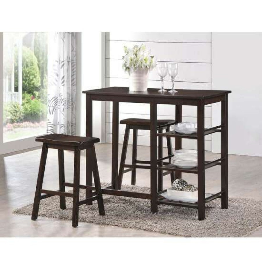 Furniture * | Discount Simple Relax 3 Piece Wood Counter Height Set In Finish