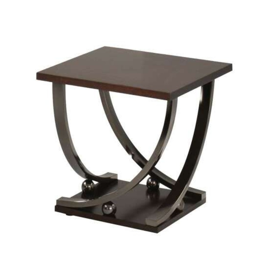 Furniture * | Flash Sale Simple Relax Square Wood End Table In Black Nickel Finish