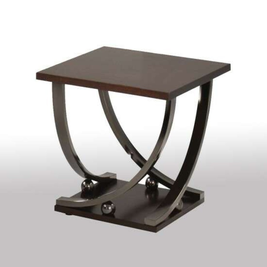 Furniture * | Flash Sale Simple Relax Square Wood End Table In Black Nickel Finish