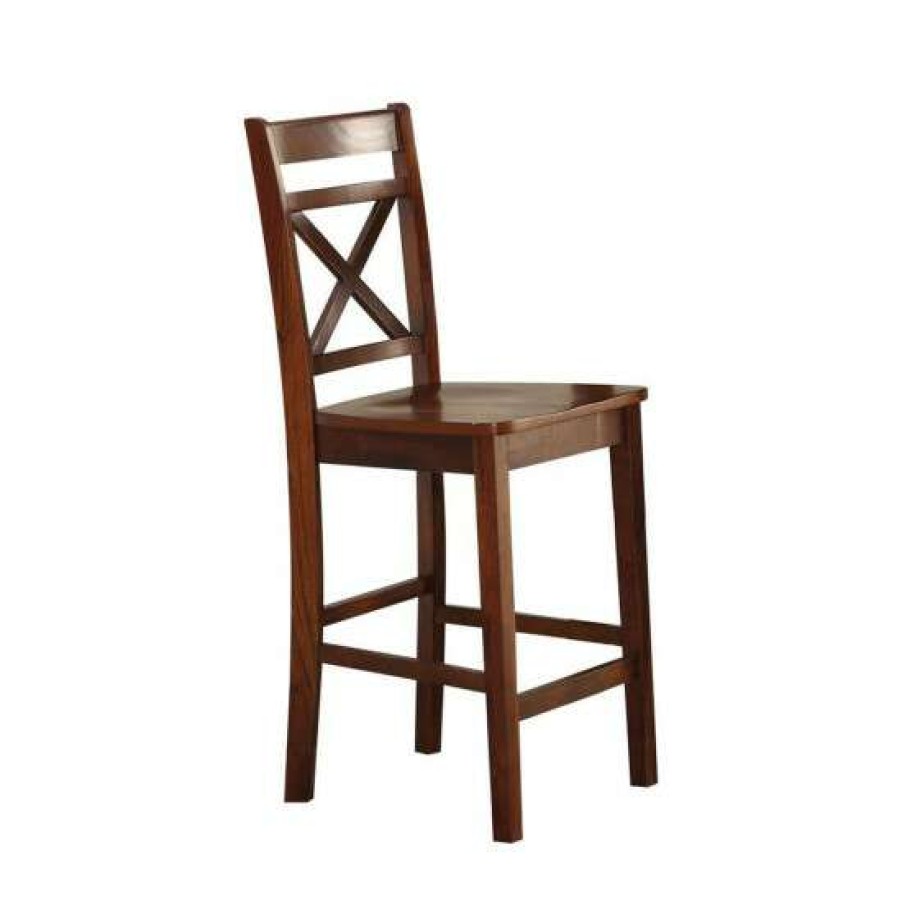 Furniture * | Cheap Simple Relax Set Of 2 Wooden Counter Height Chairs