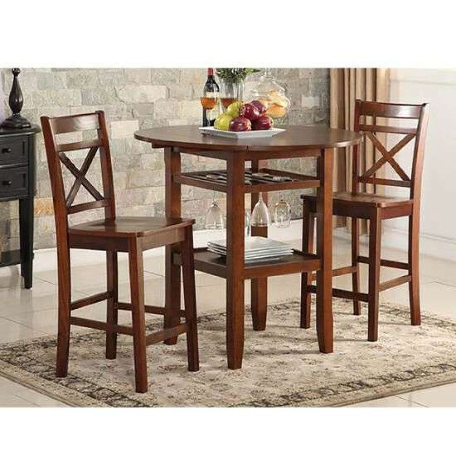 Furniture * | Cheap Simple Relax Set Of 2 Wooden Counter Height Chairs