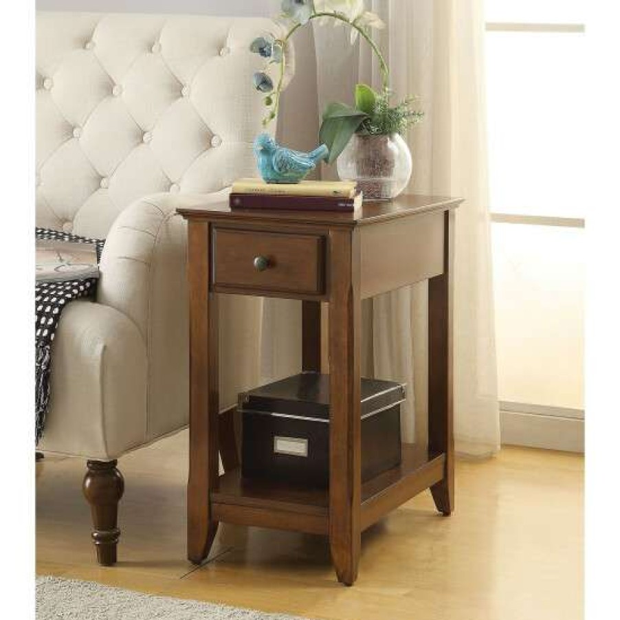 Furniture * | Cheap Simple Relax Wooden Side Table With 1 Drawer