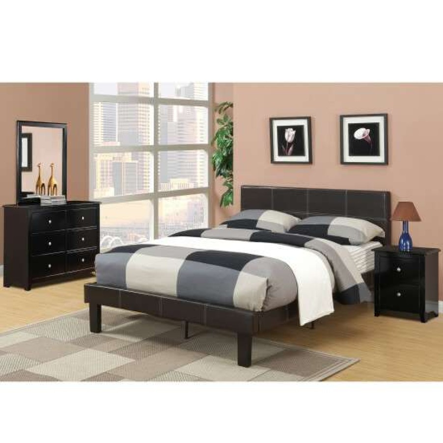 Furniture * | Best Reviews Of Simple Relax Faux Leather Upholstered Bed In Espresso