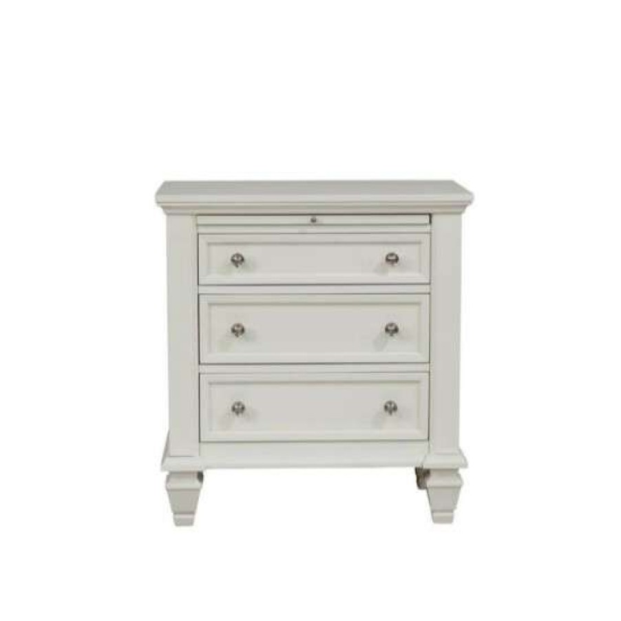 Furniture * | Discount Simple Relax Wood Nightstand 3 Drawers In White Finish