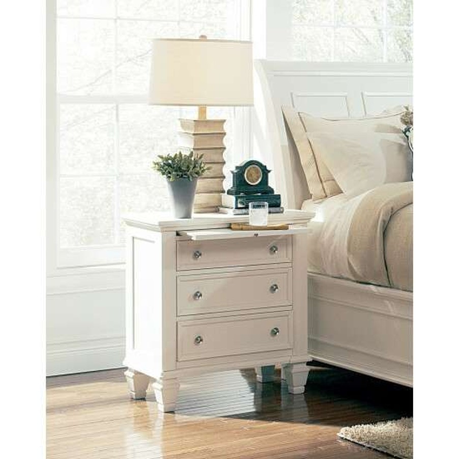 Furniture * | Discount Simple Relax Wood Nightstand 3 Drawers In White Finish