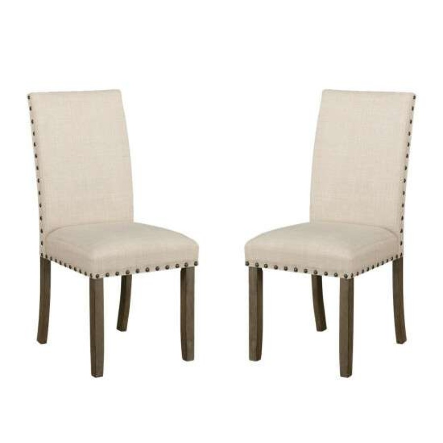 Furniture * | Outlet Simple Relax Set Of 2 Wooden Upholstered Dining Chair