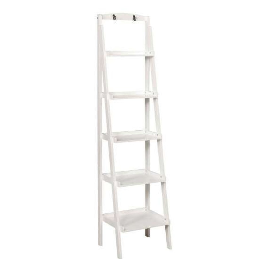 Furniture * | Best Reviews Of Simple Relax Wooden Ladder Shelf In White