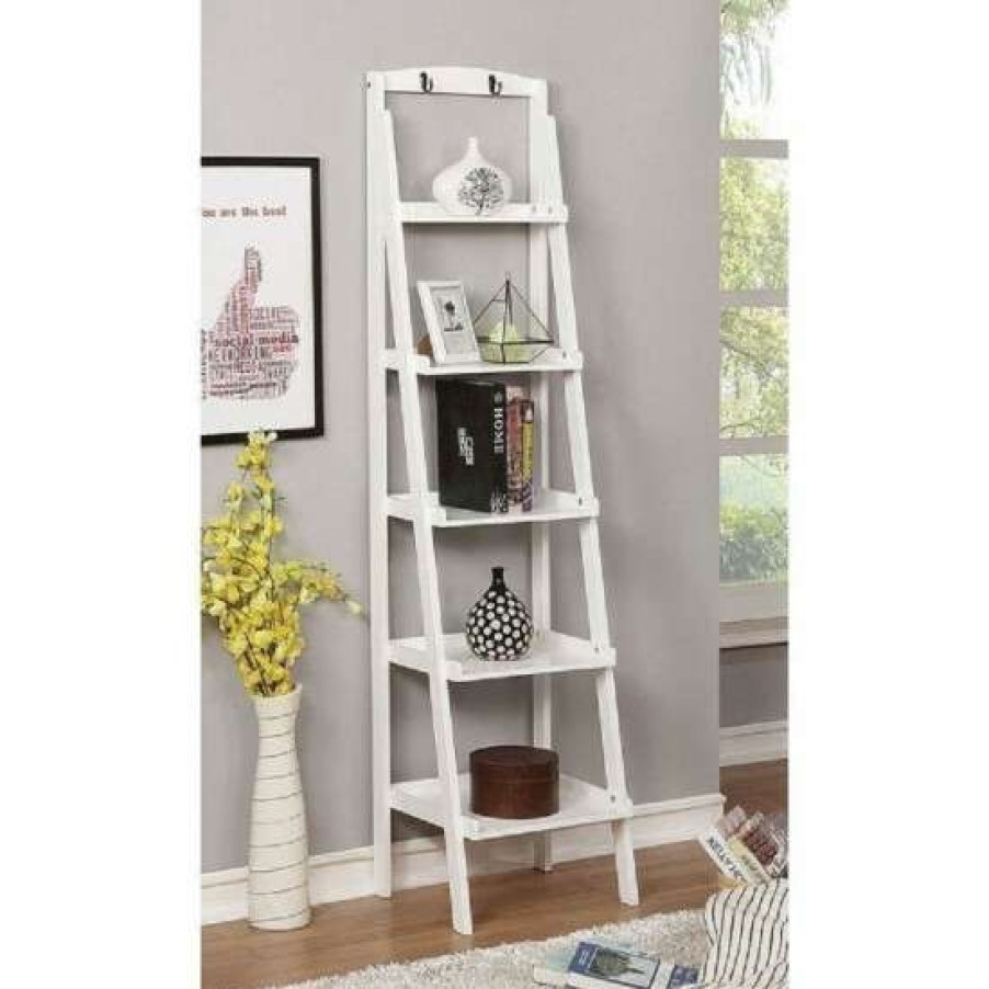 Furniture * | Best Reviews Of Simple Relax Wooden Ladder Shelf In White