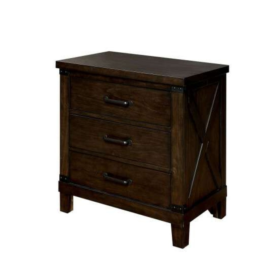 Furniture * | Coupon Simple Relax Wooden Nightstand In Dark Walnut Finsih