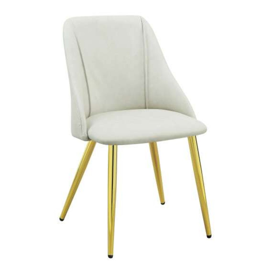 Furniture * | Brand New Simple Relax Acme Gaines Side Chair In White And Gold (Set Of 2)