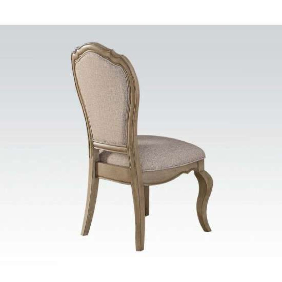 Furniture * | Wholesale Simple Relax Set Of 2 Upholstered Dining Side Chairs, Beige And Antique Taupe