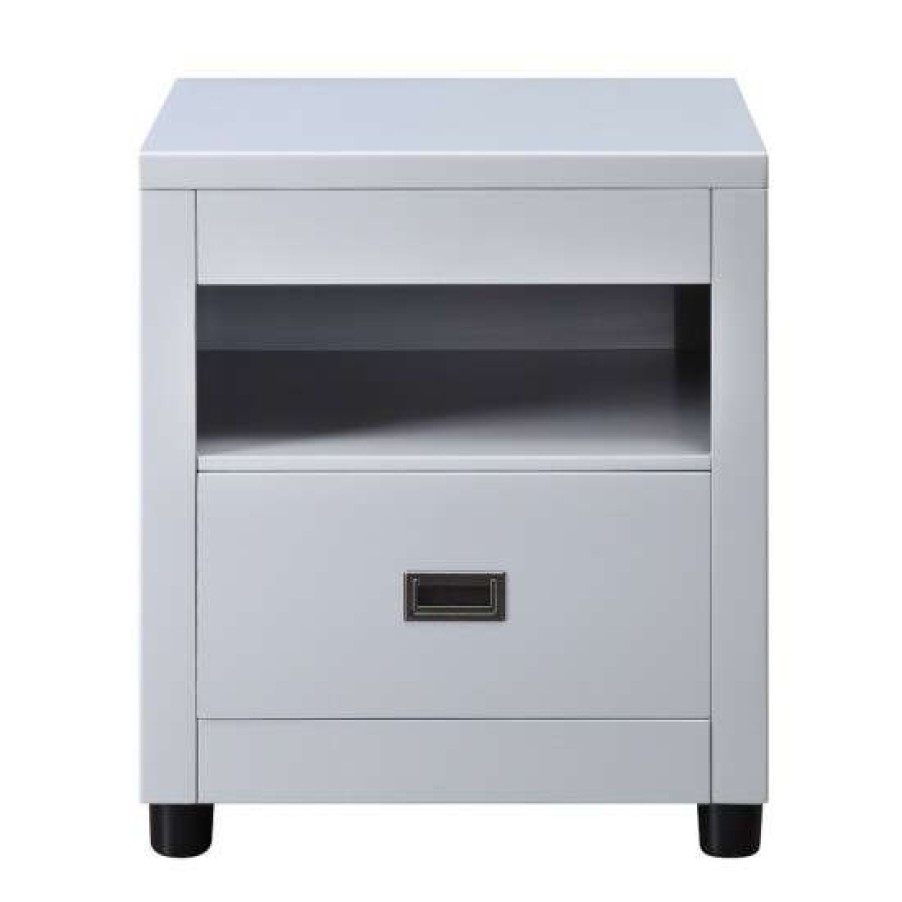 Furniture * | Outlet Simple Relax One Drawer Wooden End Table In Dove Gray Finish