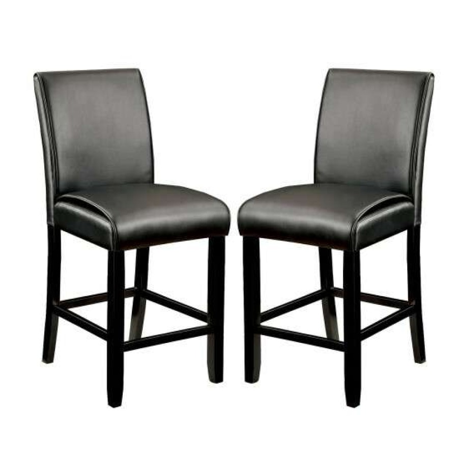 Furniture * | Wholesale Simple Relax Set Of 2 Leatherette And Wood Dining Chairs