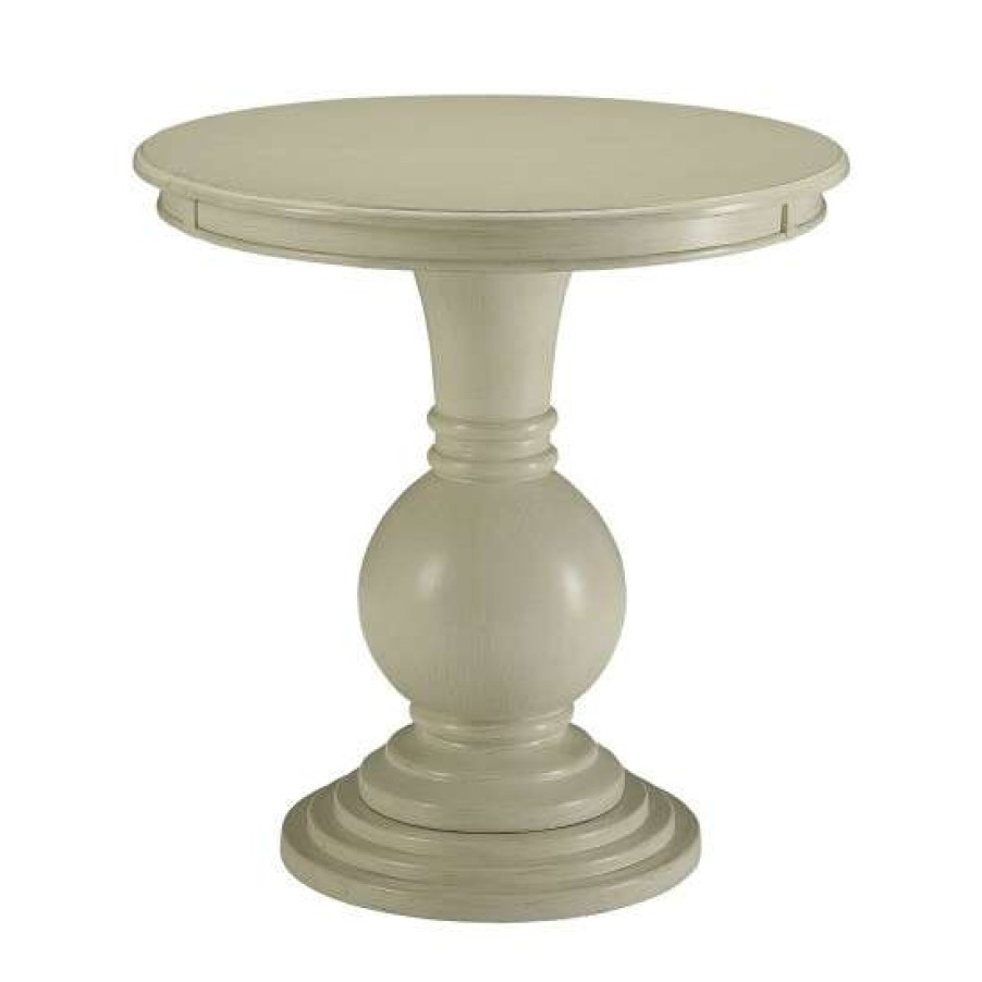 Furniture * | Buy Simple Relax Round Wooden Pedestal Table In Antique White