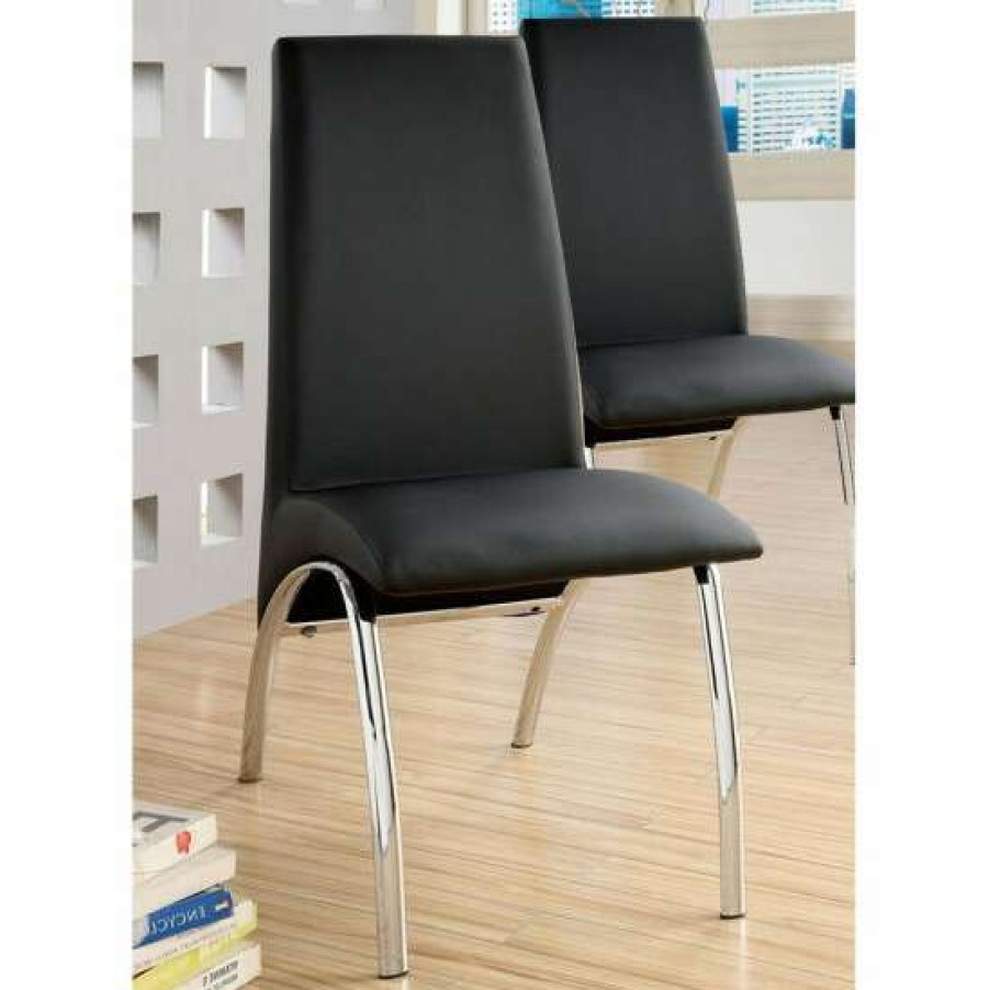 Furniture * | Coupon Simple Relax Leatherette Upholstered Side Chair, Set Of 2