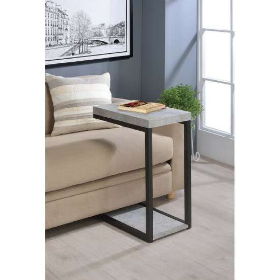 Furniture * | Top 10 Simple Relax Snack Table, Cement And Black