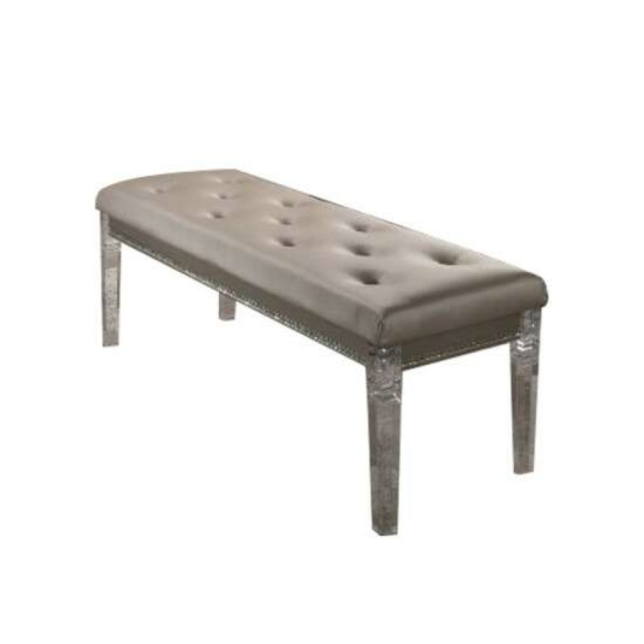 Furniture * | Wholesale Simple Relax Upholstered Bedroom Bench In Champagne And Clear Finish