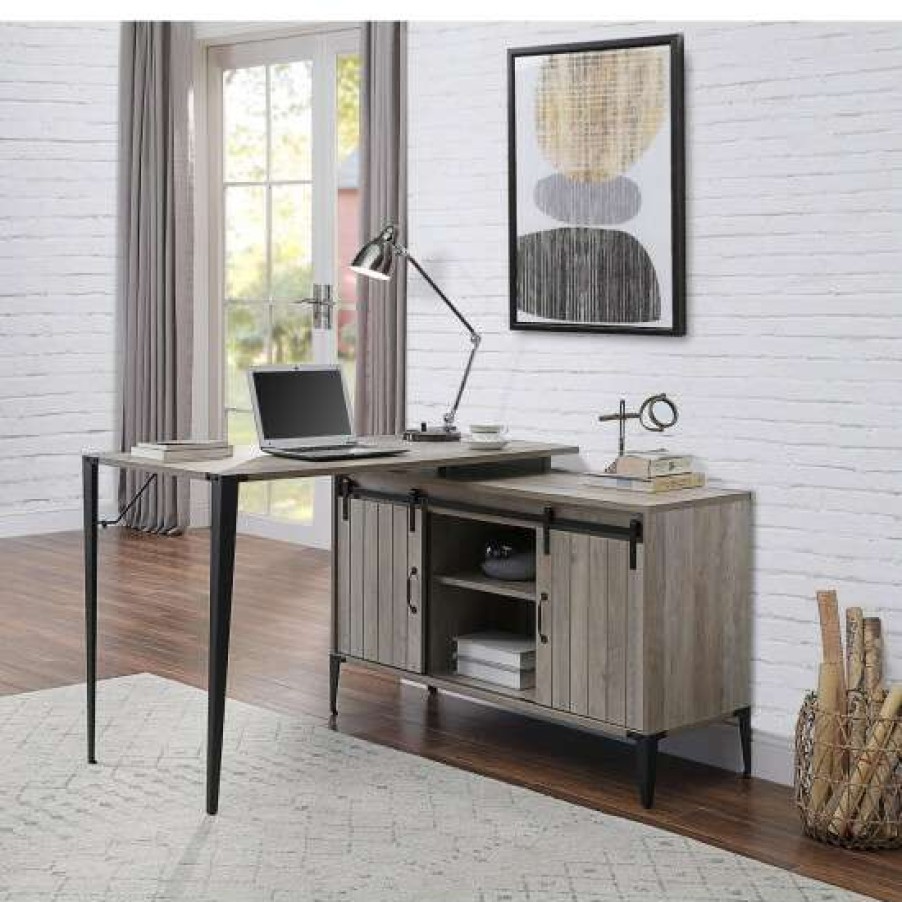 Furniture * | Discount Simple Relax Wooden Top Writing Desk With Metal Frame