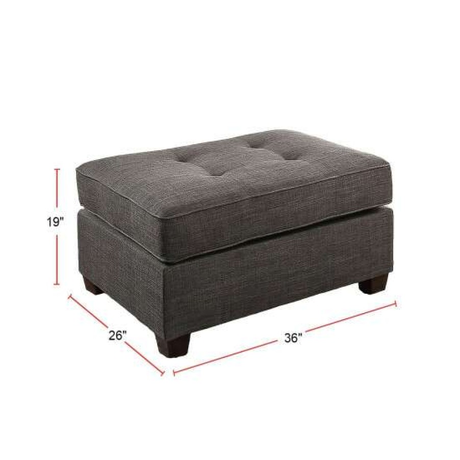 Furniture * | Flash Sale Simple Relax Fabric Cocktail Ottoman With Button Tufted Design