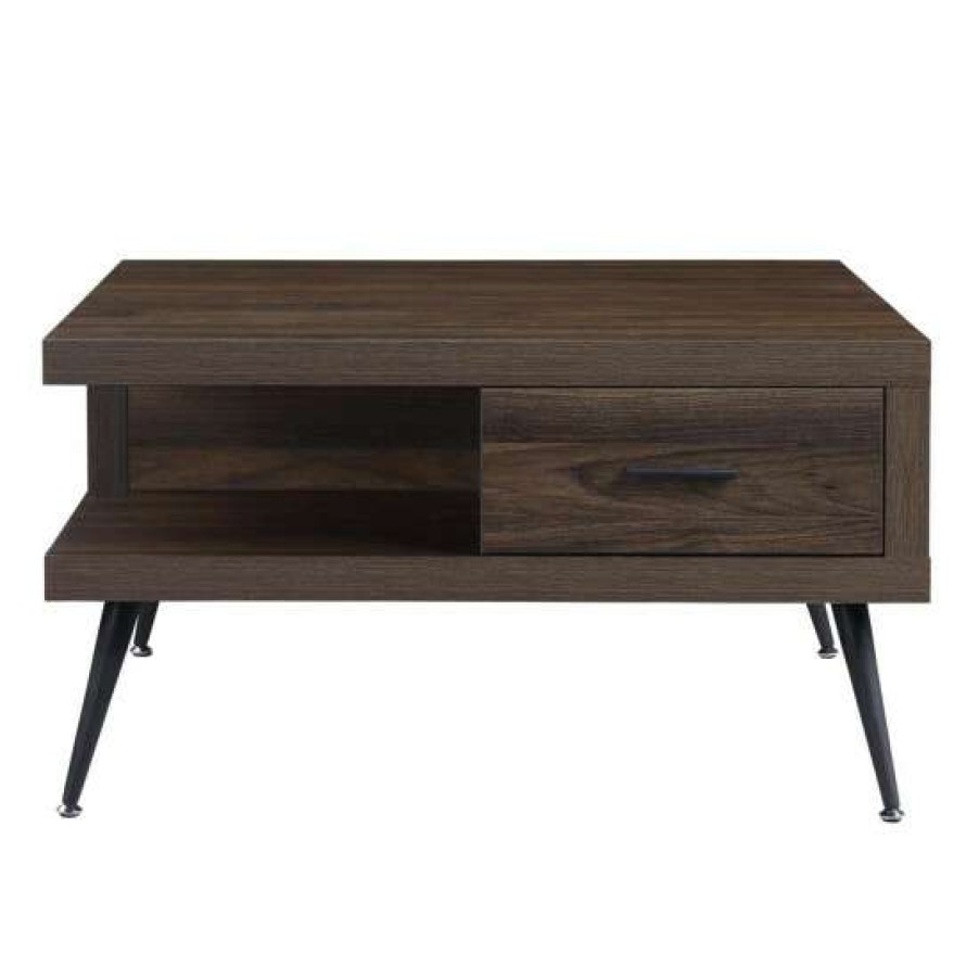 Furniture * | Brand New Simple Relax Coffee Table With 2 Drawers In Walnut Finish