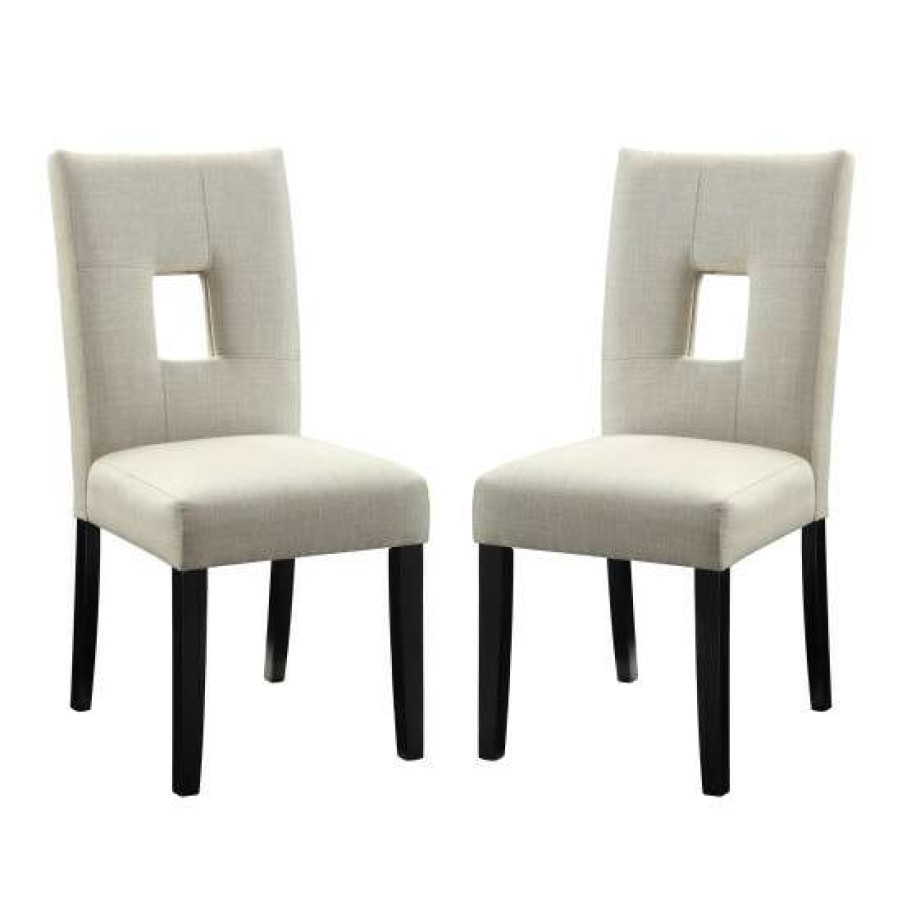 Furniture * | Buy Simple Relax Set Of 2 Dining Side Chairs In Beige Finish Grey And Black