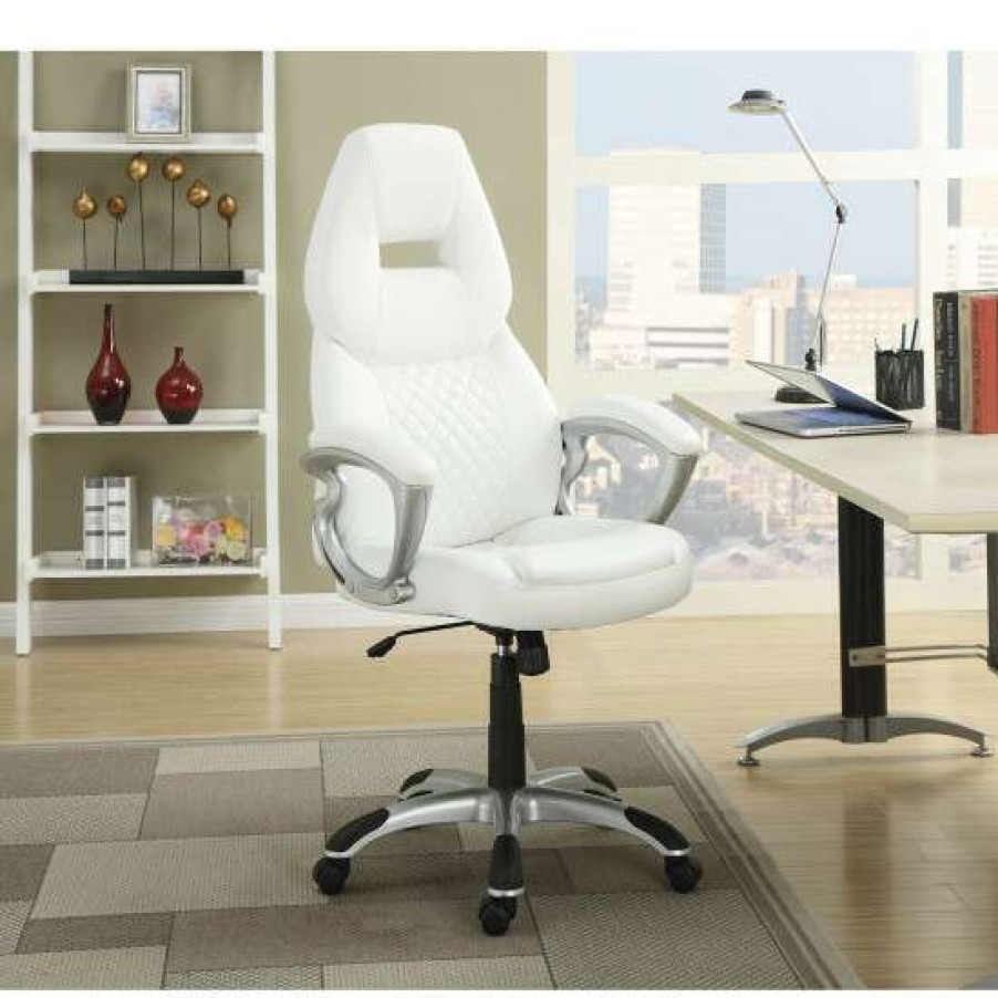 Furniture * | Best Sale Simple Relax Adjustable Height Office Chair In White