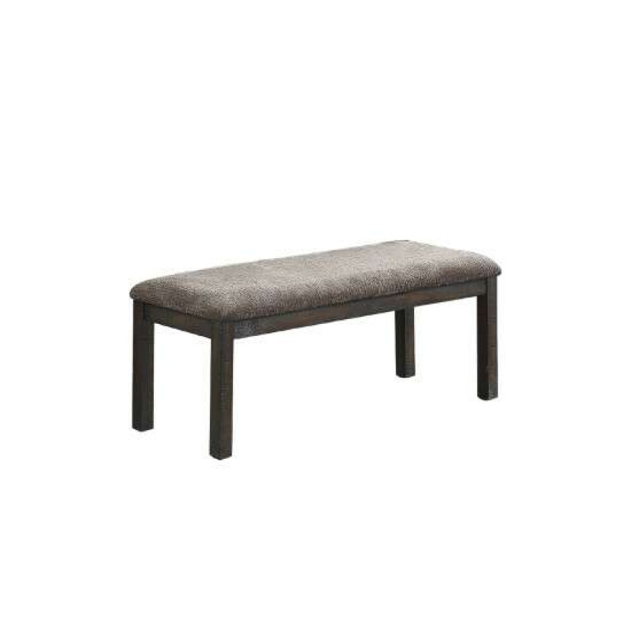 Furniture * | Outlet Simple Relax Fabric Upholstery Dining Bench, Dark Grey