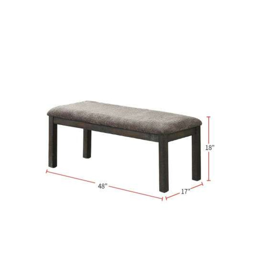 Furniture * | Outlet Simple Relax Fabric Upholstery Dining Bench, Dark Grey