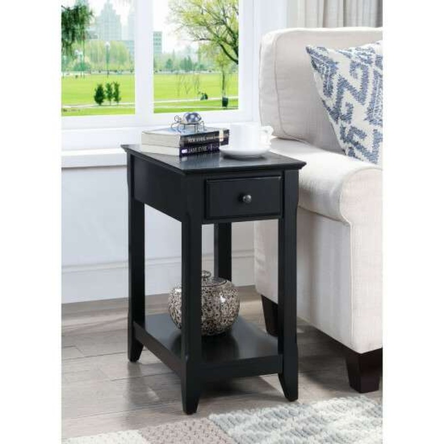 Furniture * | Brand New Simple Relax Wood Accent Table With A Drawer