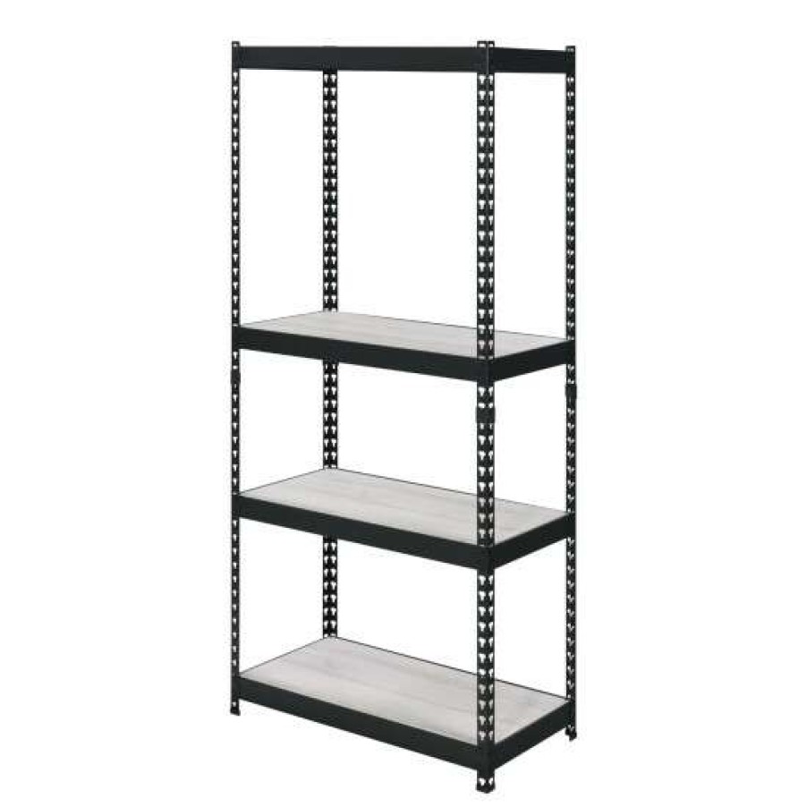 Furniture * | Best Sale Simple Relax 4 Tier Shelf Bookshelf In Natural And Black Finish