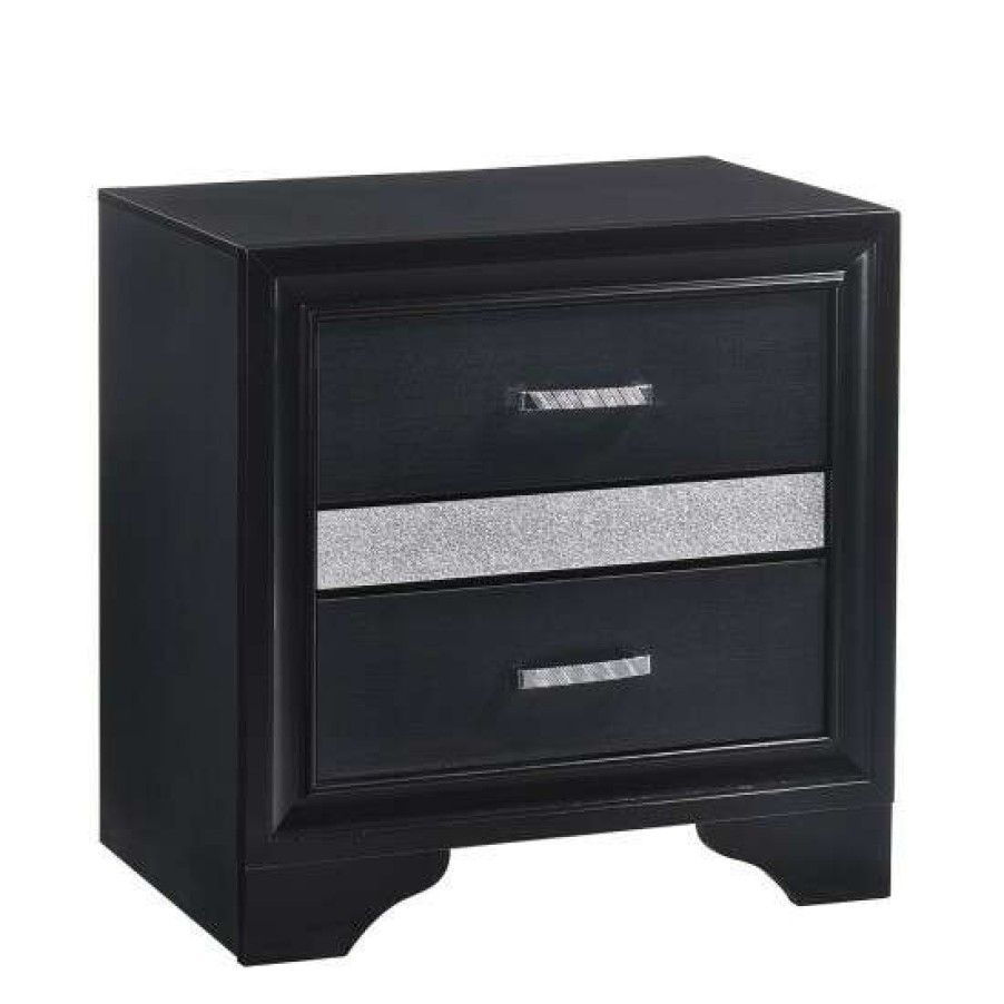 Furniture * | Best Deal Simple Relax 3 Drawers Wooden Nightstand With Hide Drawer Design In Black