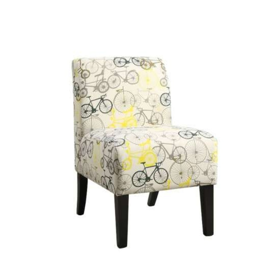 Furniture * | Best Sale Simple Relax Bike Pattern Fabric Accent Chair,Multicolor Yellow Pattern