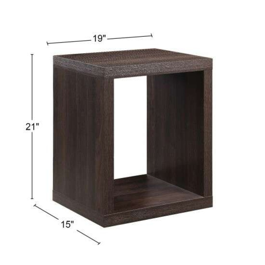 Furniture * | Best Deal Simple Relax Open Side Table In Walnut Finish