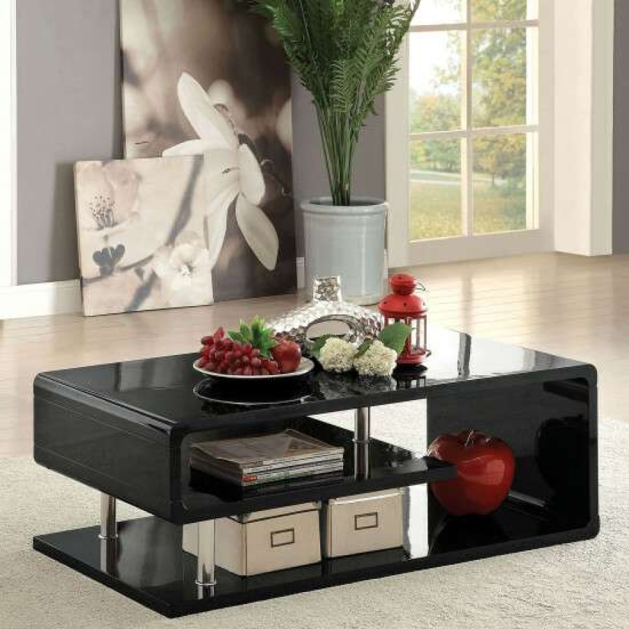 Furniture * | Outlet Simple Relax Lacquer And Metal Coffee Table