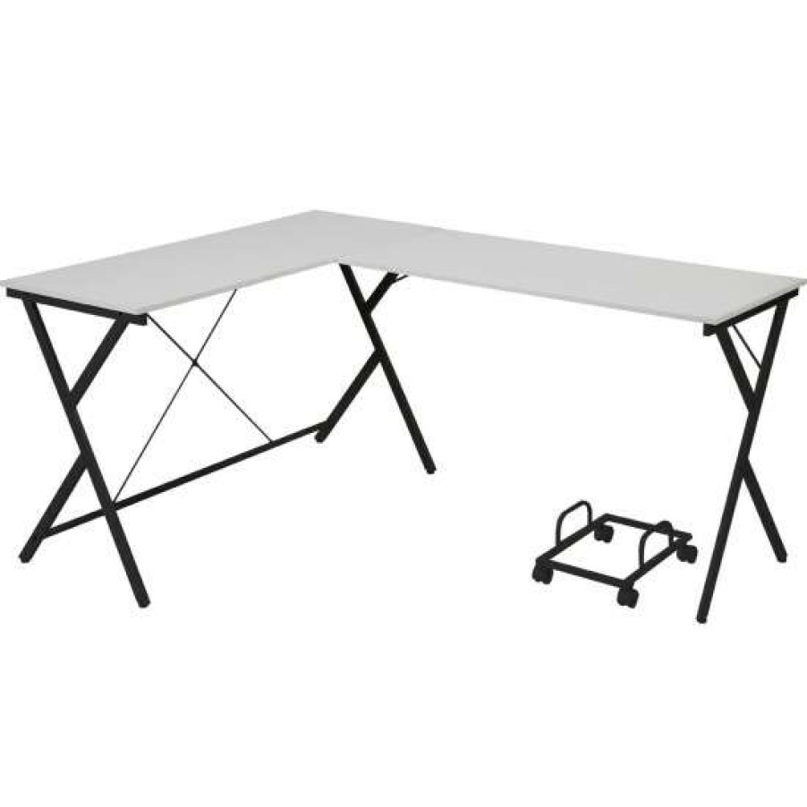 Furniture * | Wholesale Simple Relax Wood Computer Desk With Black Metal Base