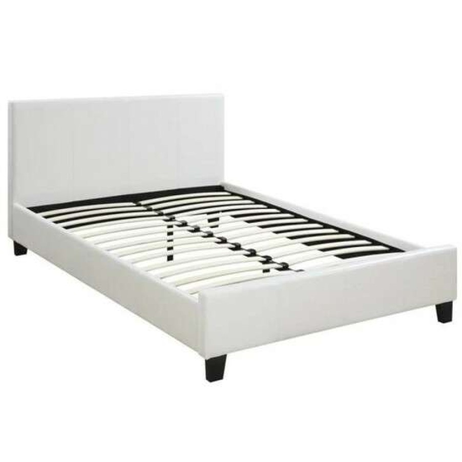 Furniture * | Buy Simple Relax Faux Leather Upholstered Platform Bed White