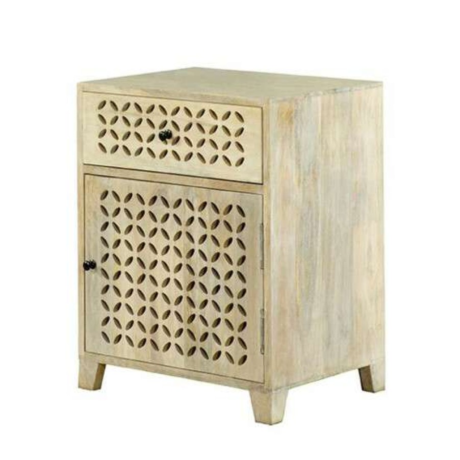 Furniture * | Best Deal Simple Relax 1 Door Accent Cabinet With 1 Drawer In White Washed