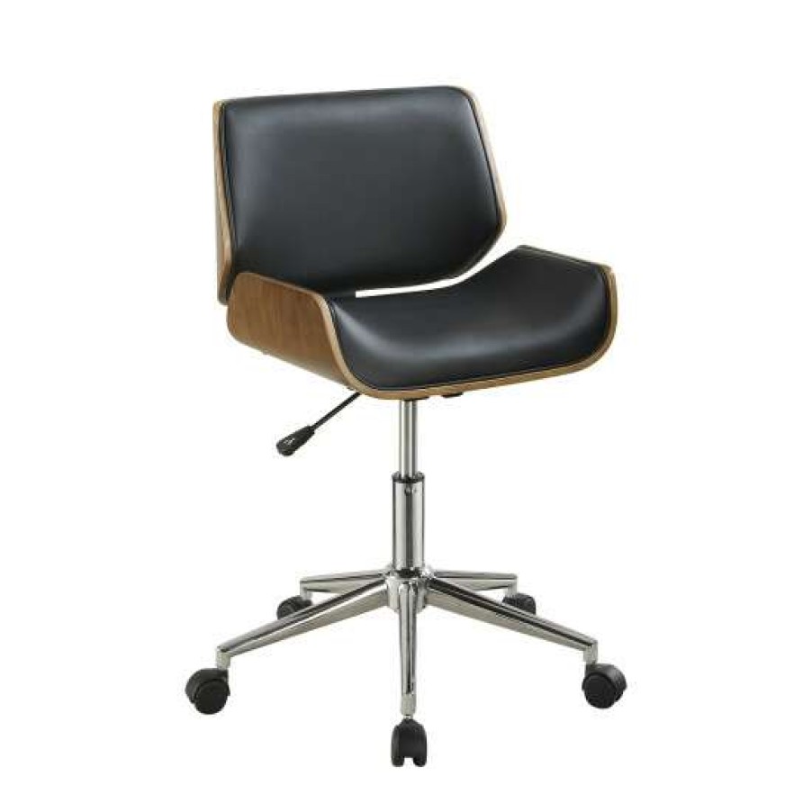 Furniture * | Outlet Simple Relax Adjustable Height Office Chair, Black And Chrome