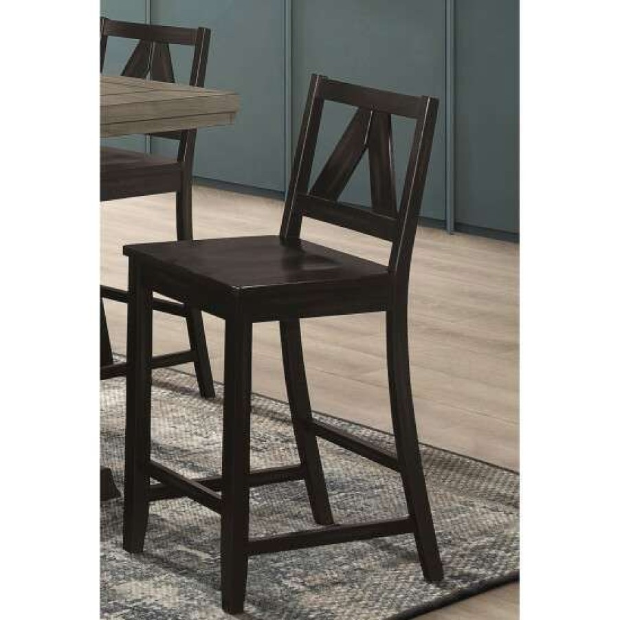 Furniture * | Brand New Simple Relax Set Of 2 Counter Height Stools With Low Back In Black Sand