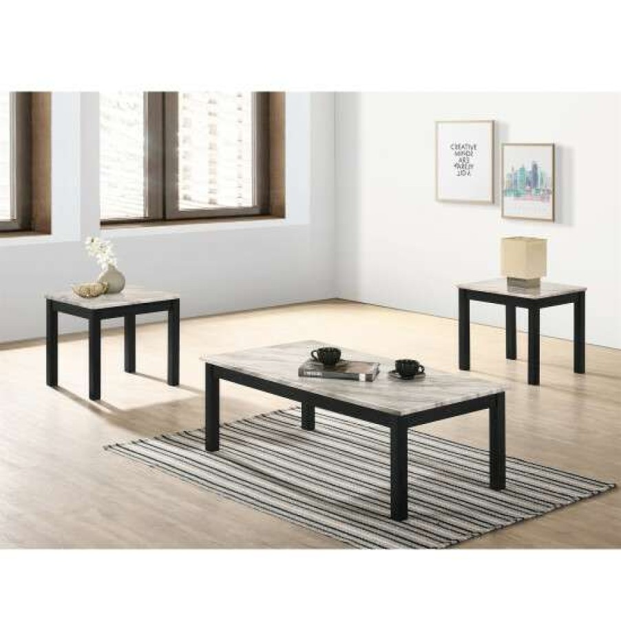 Furniture * | Wholesale Simple Relax 3 Piece Coffee Table With Faux Marble Top