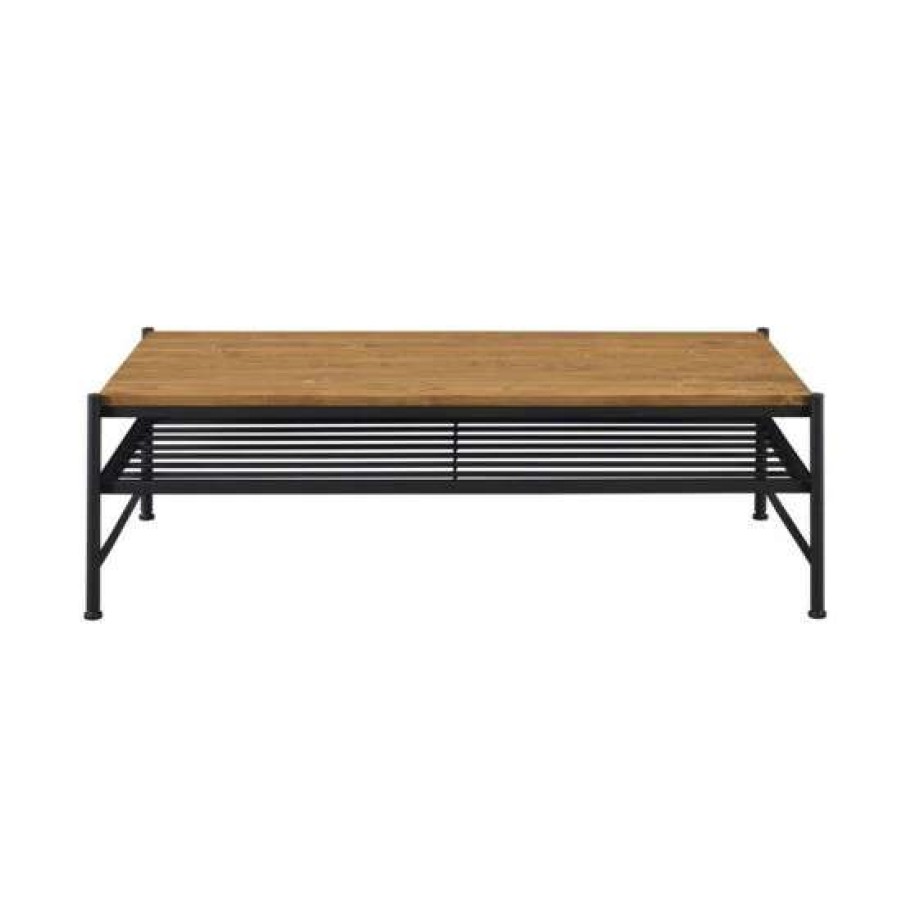 Furniture * | Promo Simple Relax Metal Frame Coffee Table In Oak And Black Finish