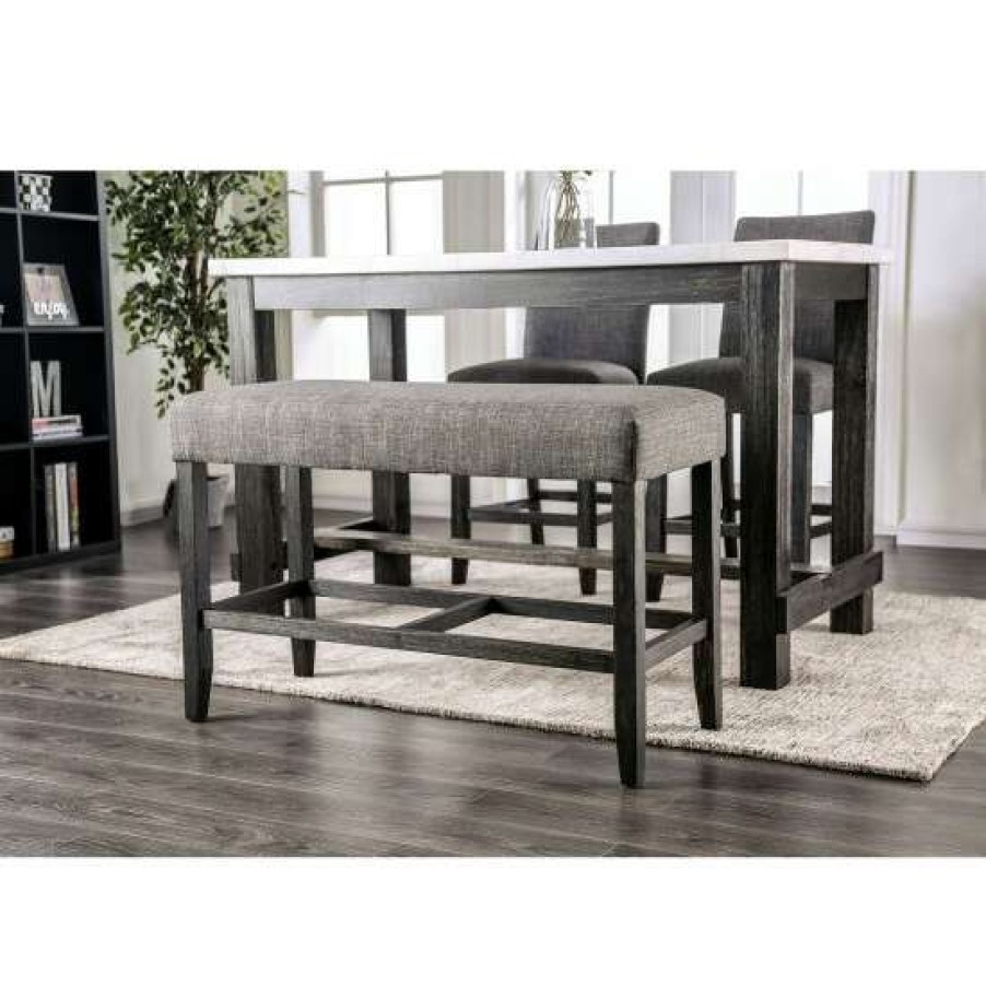 Furniture * | Cheapest Simple Relax Fabric And Wood Counter Height Dining Bench