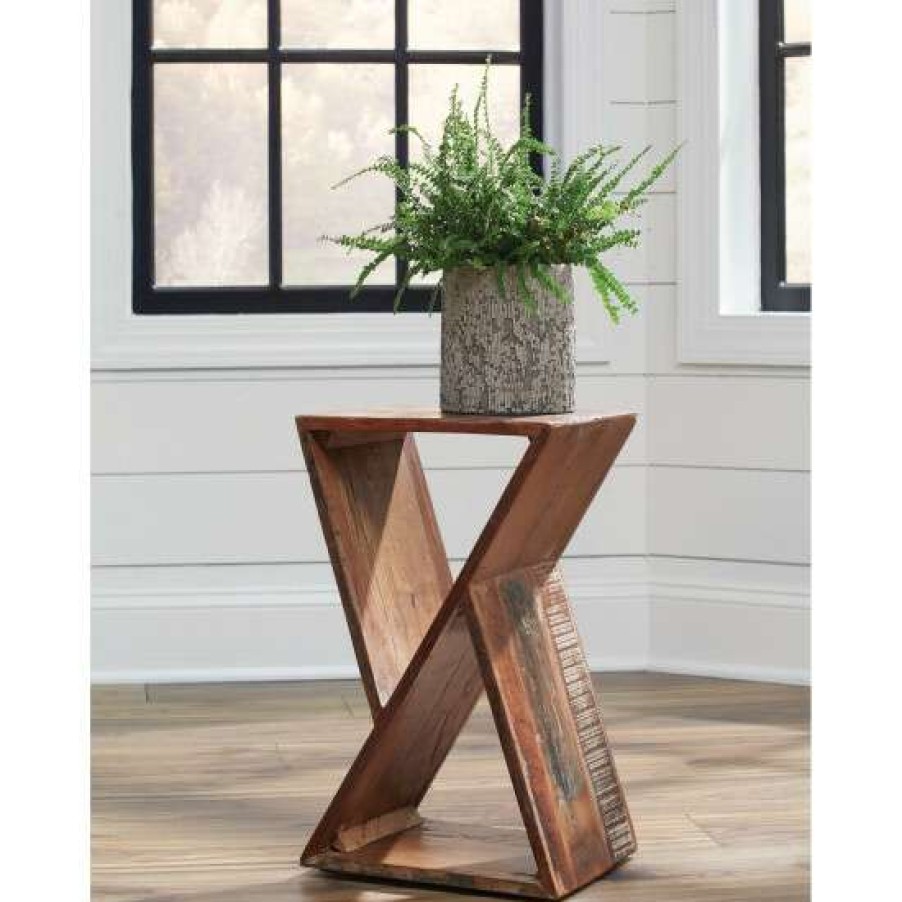 Furniture * | Promo Simple Relax Wooden Geometric Accent Table In Natural