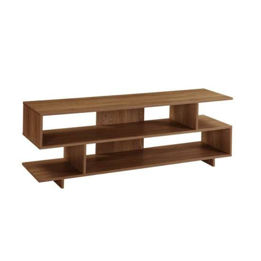 Furniture * | Promo Simple Relax 3 Tier Open Shelves Wooden Tv Stand