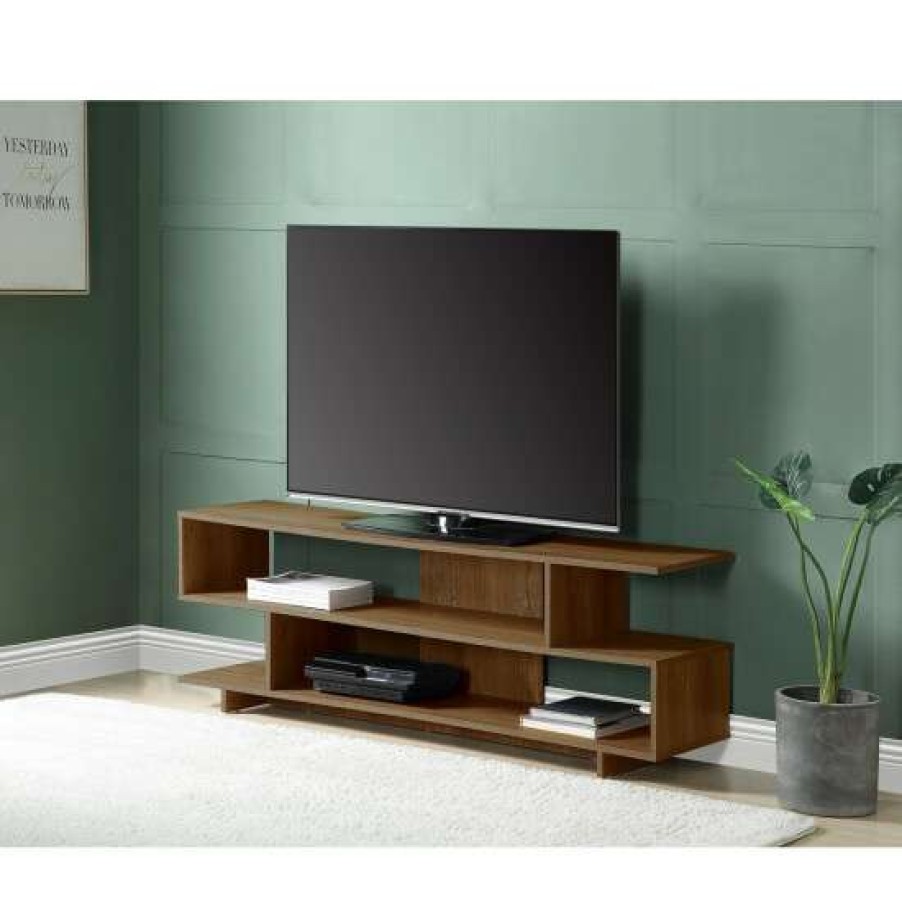 Furniture * | Promo Simple Relax 3 Tier Open Shelves Wooden Tv Stand