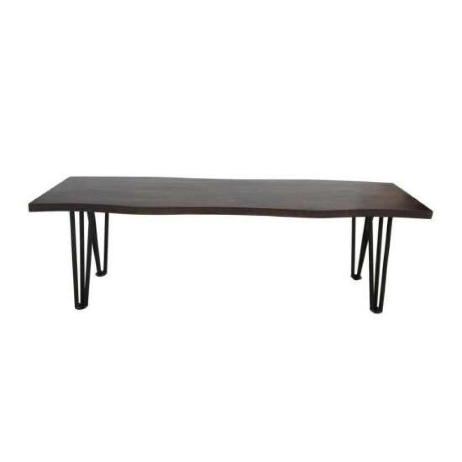 Furniture * | Best Reviews Of Simple Relax Wood Dining Bench With Metal Legs In Mango Cocoa And Gunmetal