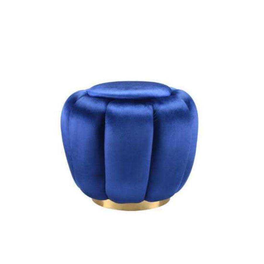 Furniture * | Best Reviews Of Simple Relax Round Ottoman With Gold Legs