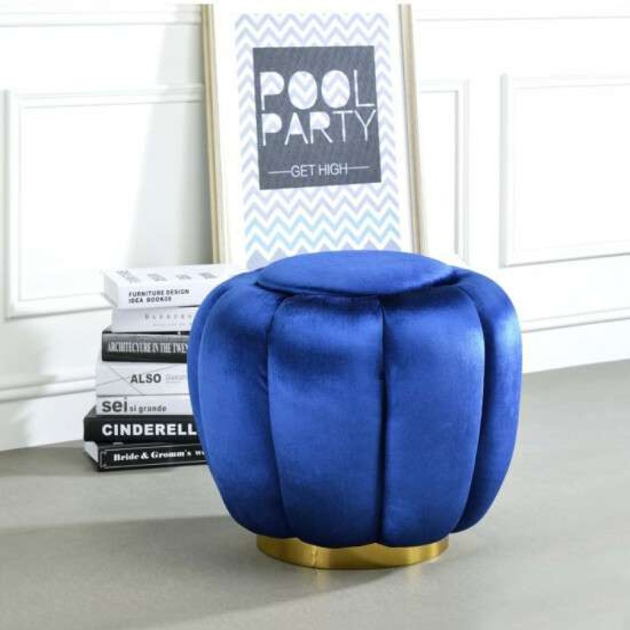 Furniture * | Best Reviews Of Simple Relax Round Ottoman With Gold Legs