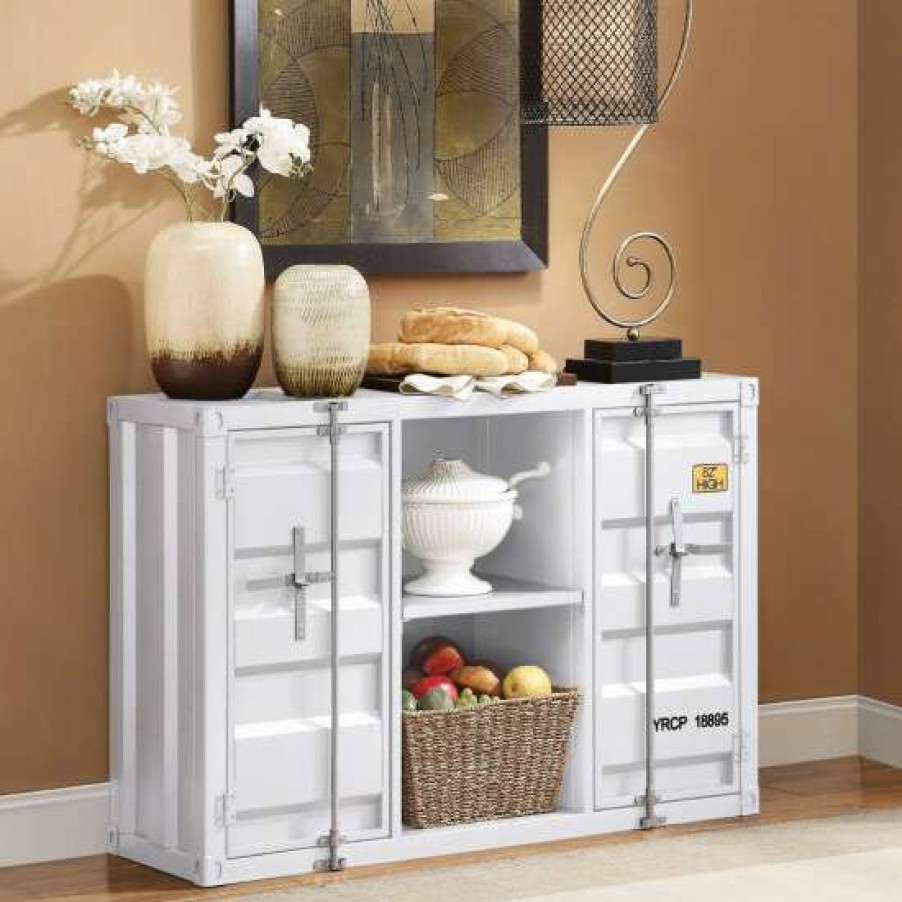 Furniture * | Best Pirce Simple Relax Metal Frame Server With 2 Open Compartments In Finish