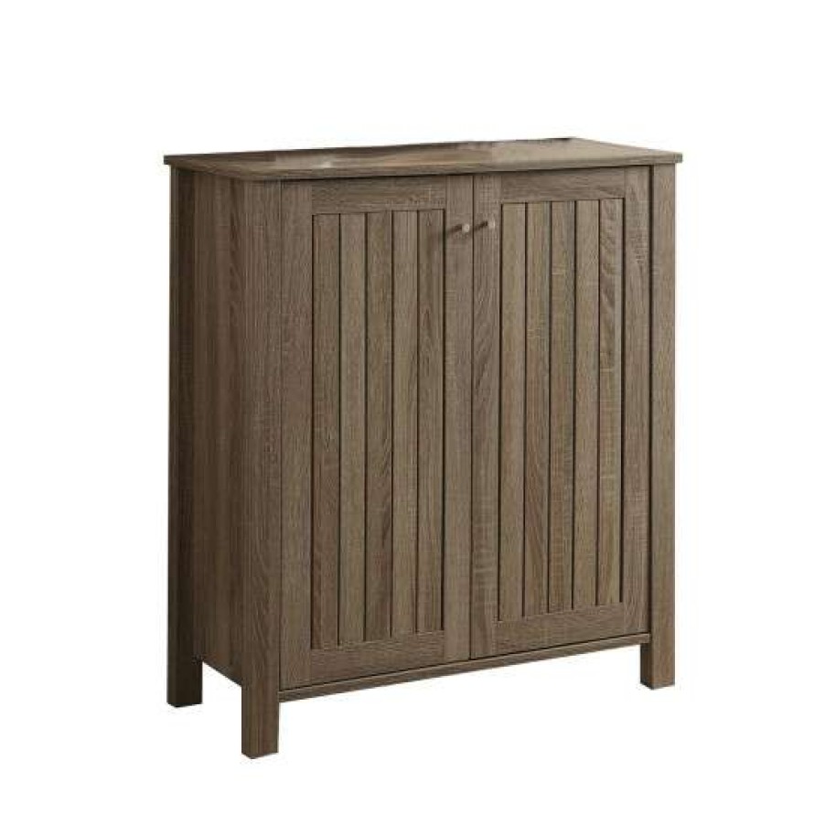 Home Improvement * | Outlet Simple Relax 2 Doors Rectangular Shoe Cabinet, Dark Taupe